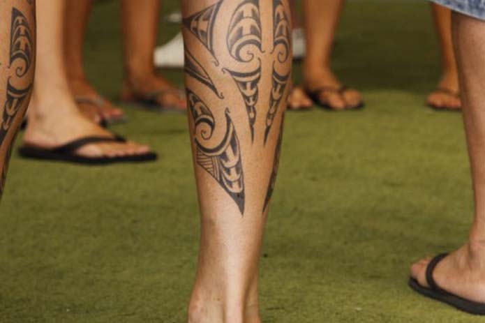 tribal calves tattoo design