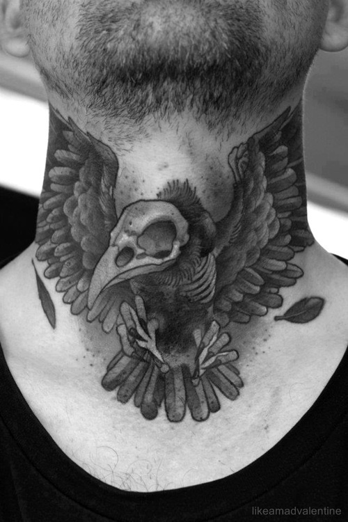 Neck Traditional Eagle Tattoo Idea
