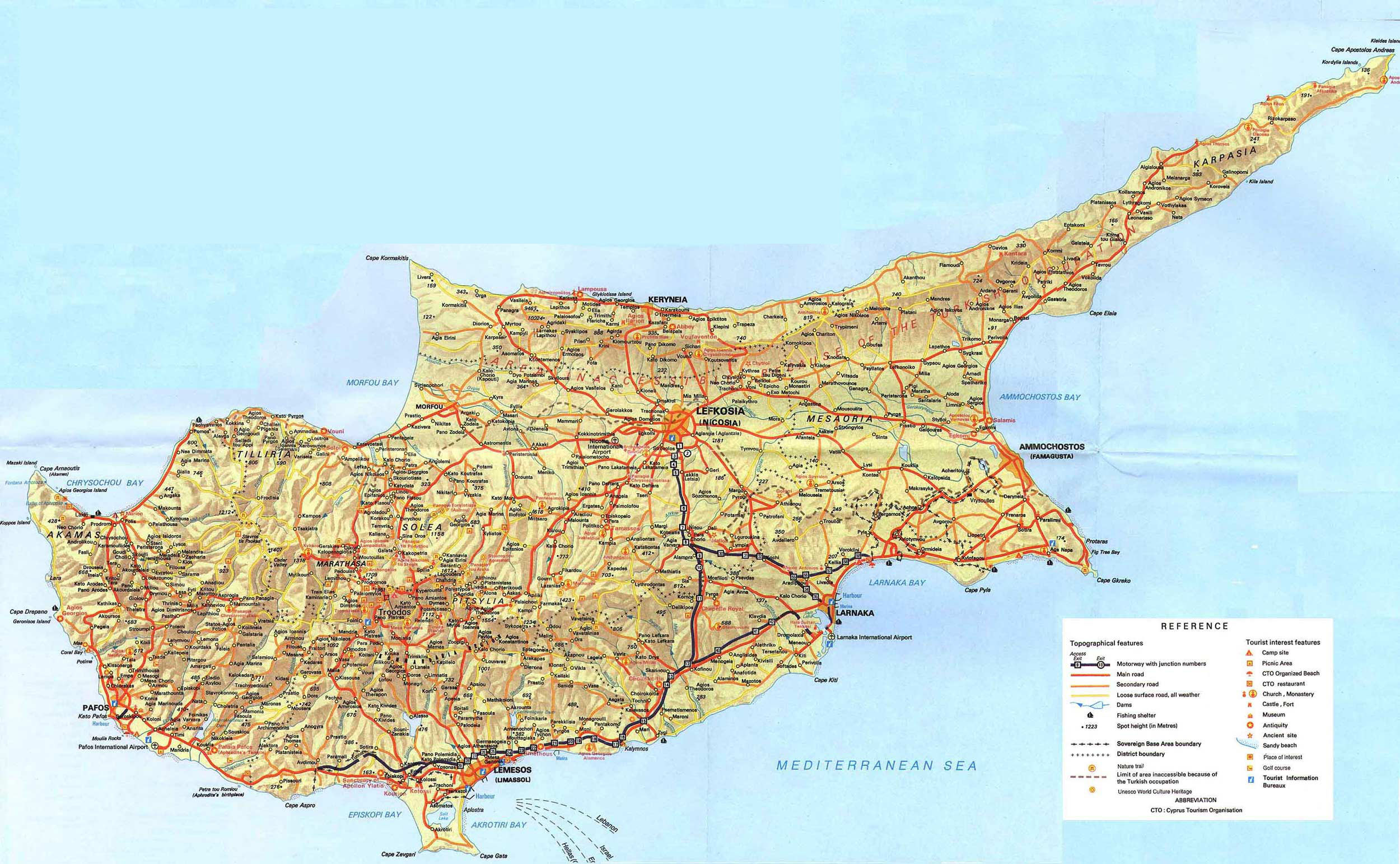 Chipre Mapa Das Estradas
